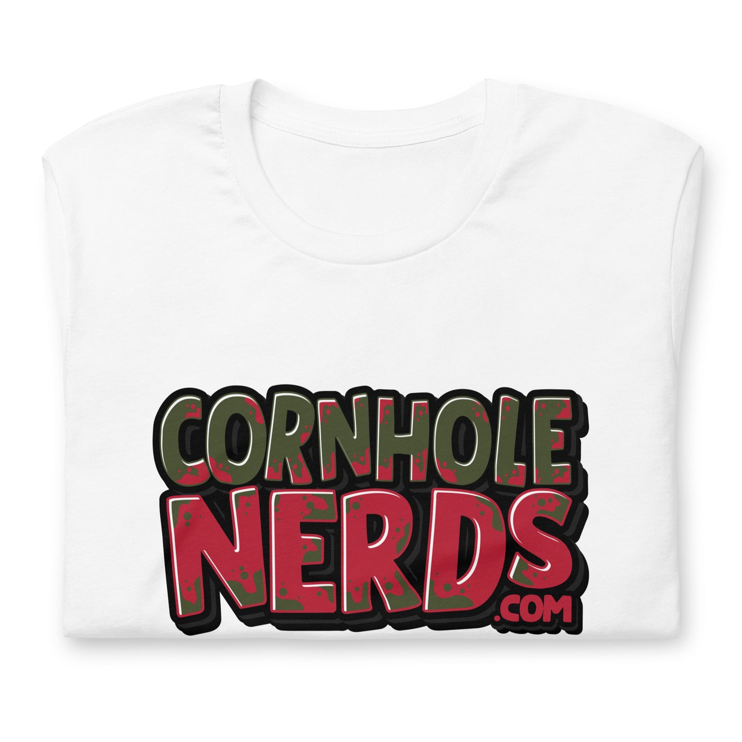 Cornhole Nerds green/red logo Unisex t-shirt