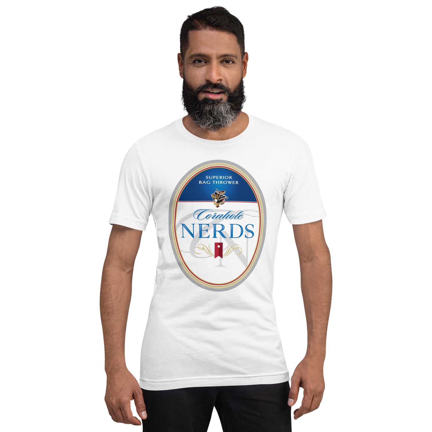 Cornhole Nerds Modern Elegance logo Unisex t-shirt