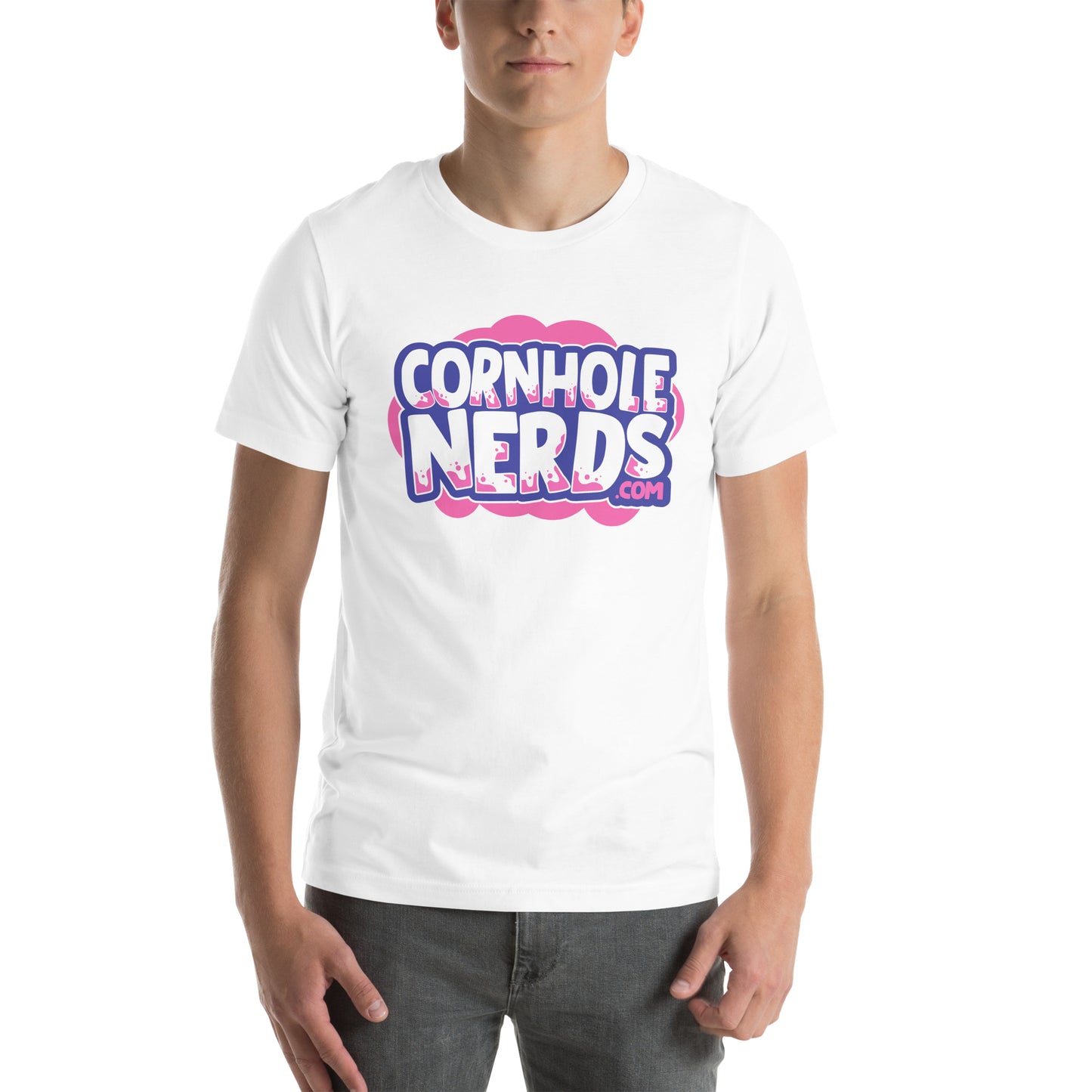 Cornhole Nerds chewed bubble gum splat logo Unisex t-shirt