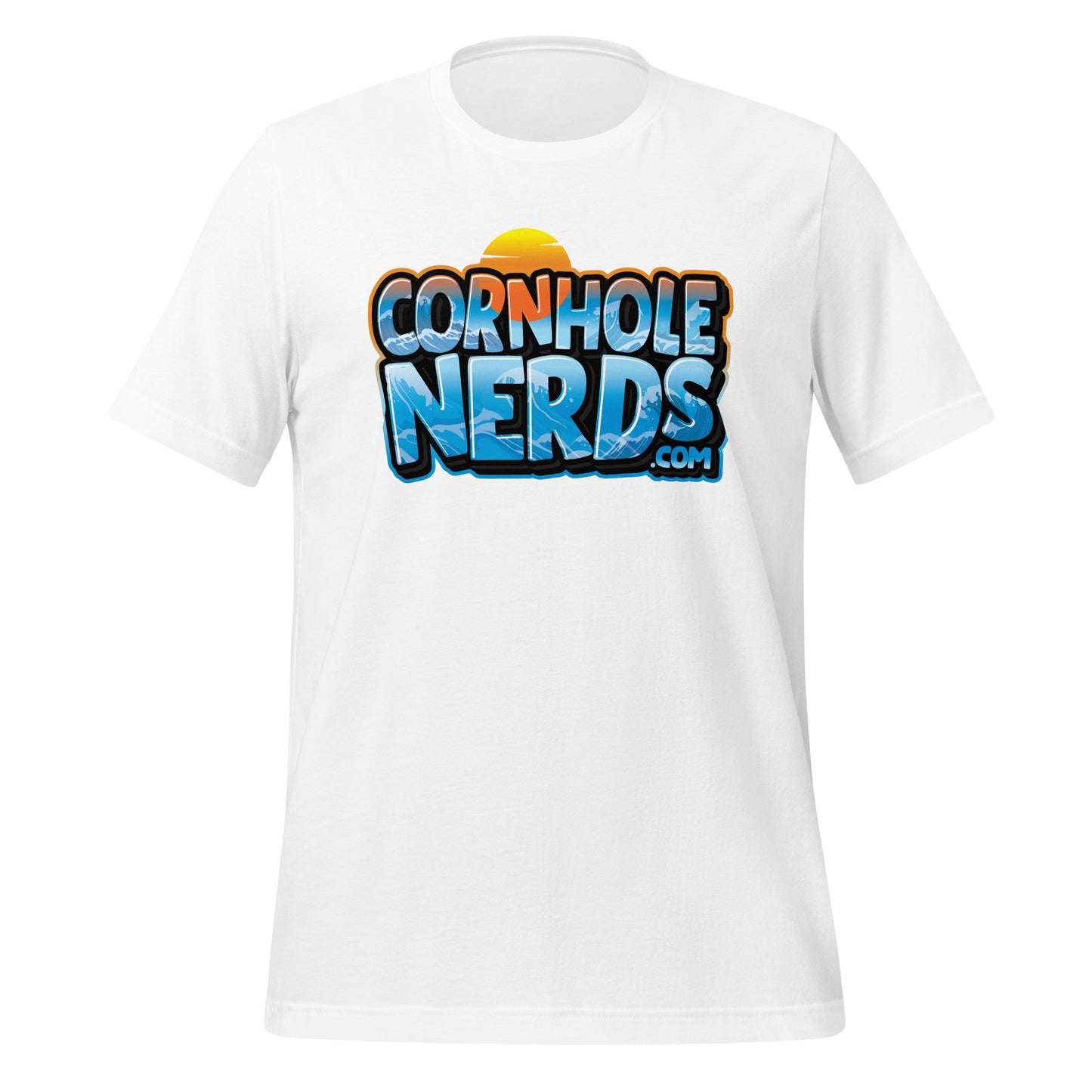 Cornhole Nerds Ridin' the wave logo Unisex t-shirt