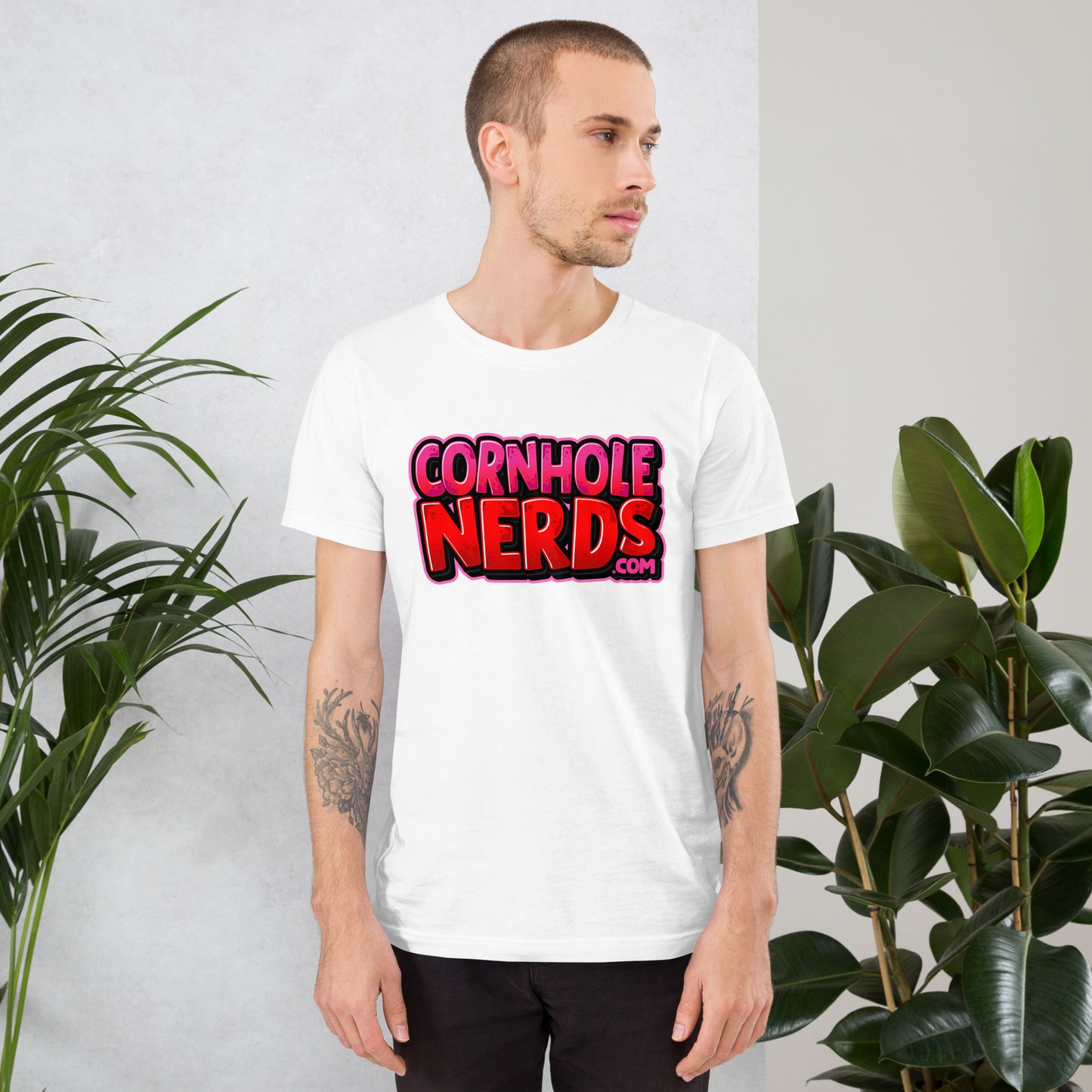 Cornhole Nerds pink/red logo Unisex t-shirt