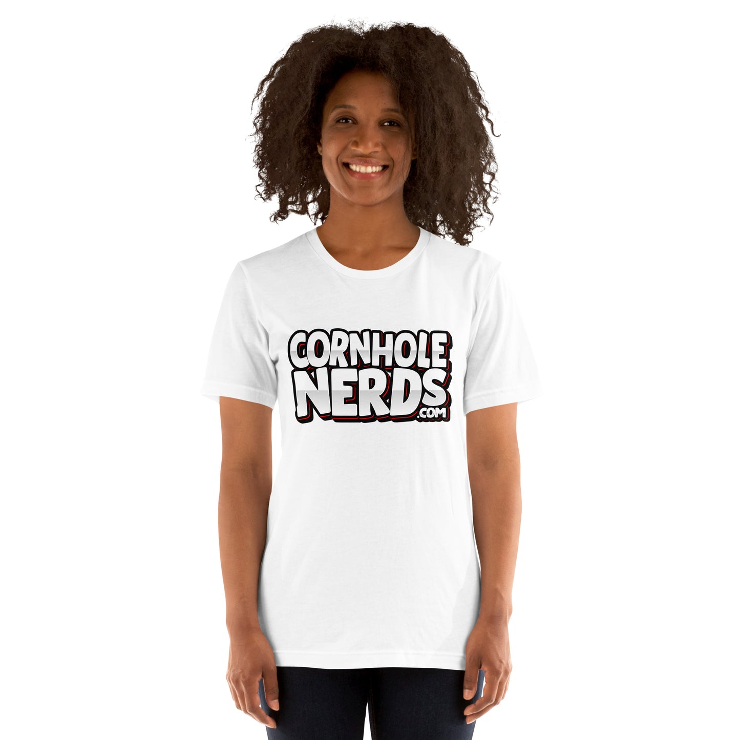 Cornhole Nerds I use to have a pager logo Unisex t-shirt