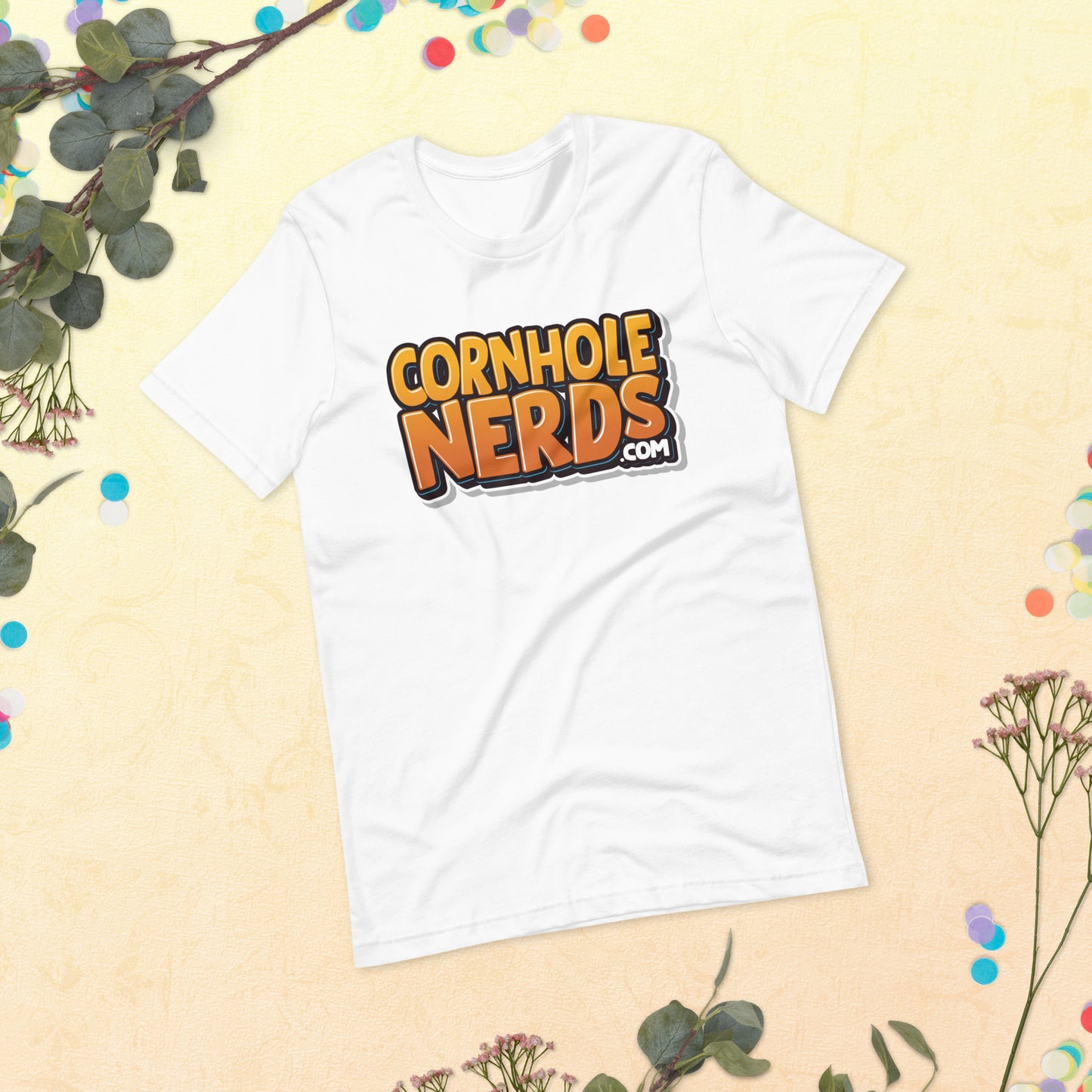 Cornhole Nerds Autumn flowers logo Unisex t-shirt