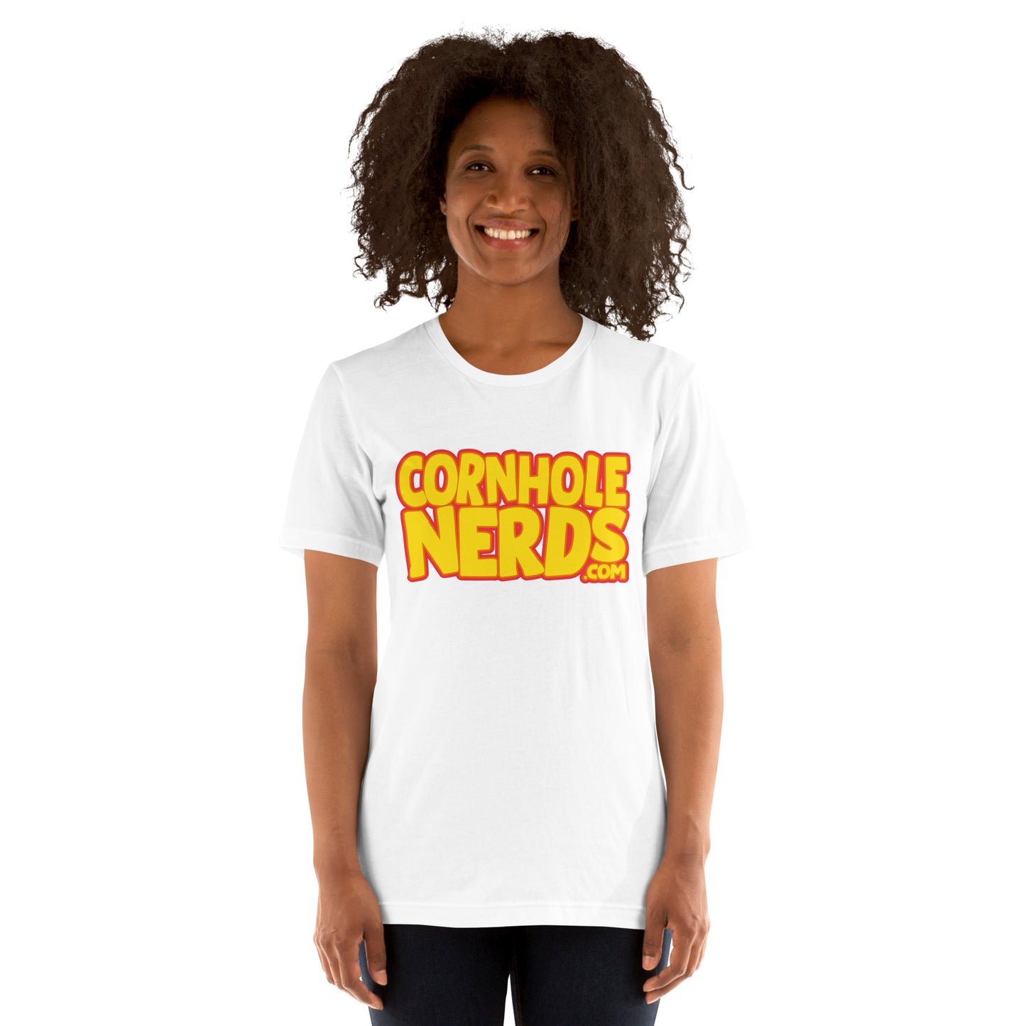 Cornhole Nerds yellow logo Unisex t-shirt