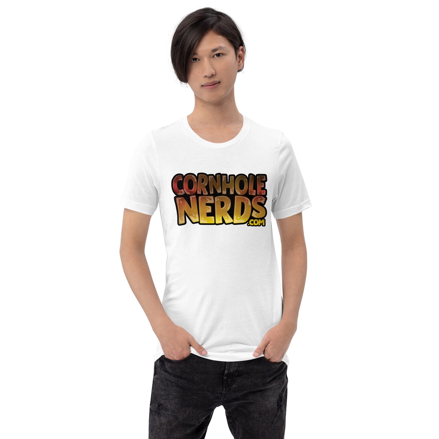 Cornhole Nerds thrower of puppets clear logo Unisex t-shirt