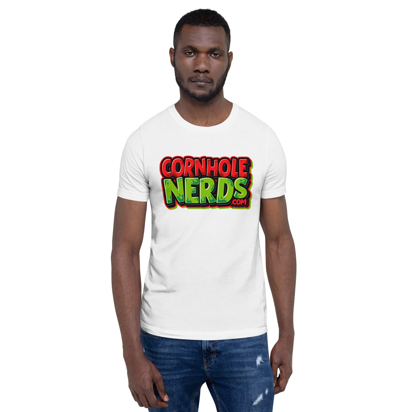 Cornhole Nerds red/green logo Unisex t-shirt