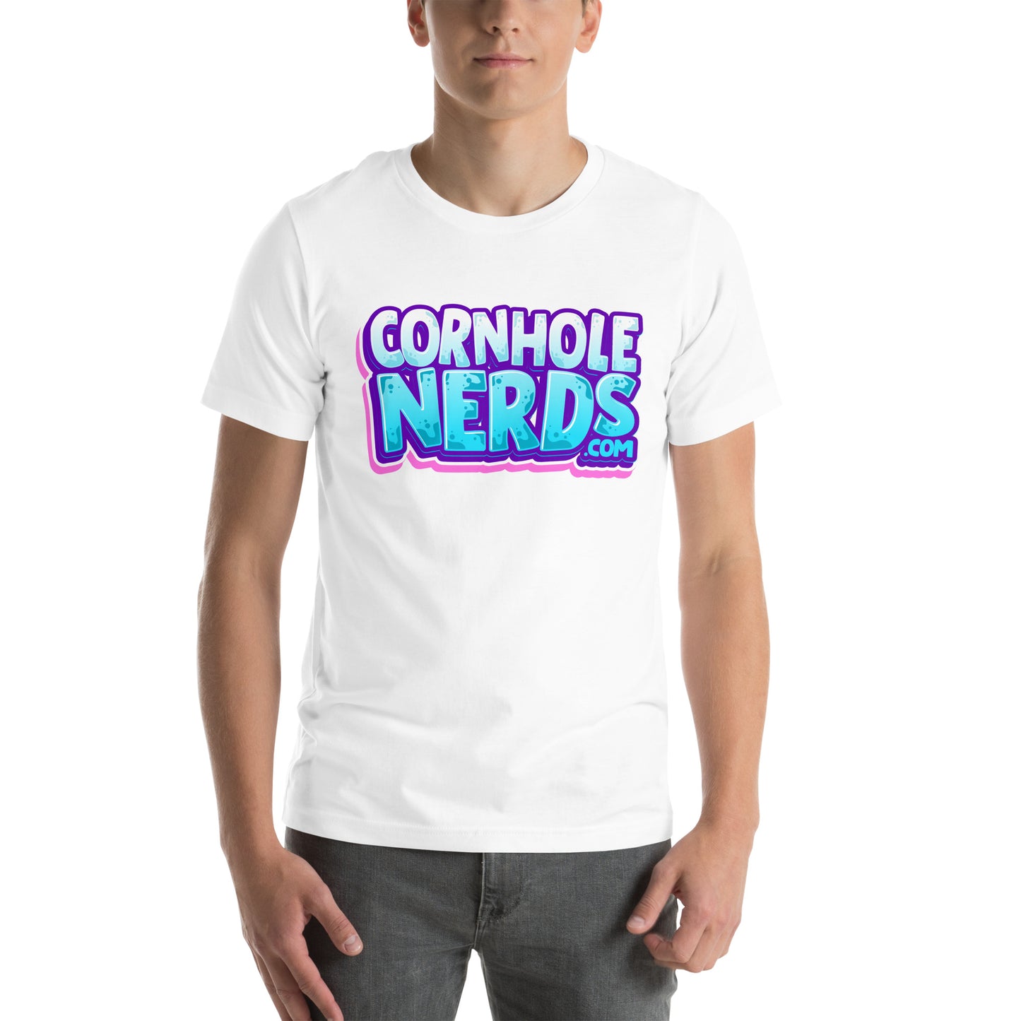 Cornhole Nerds icy pink logo Unisex t-shirt