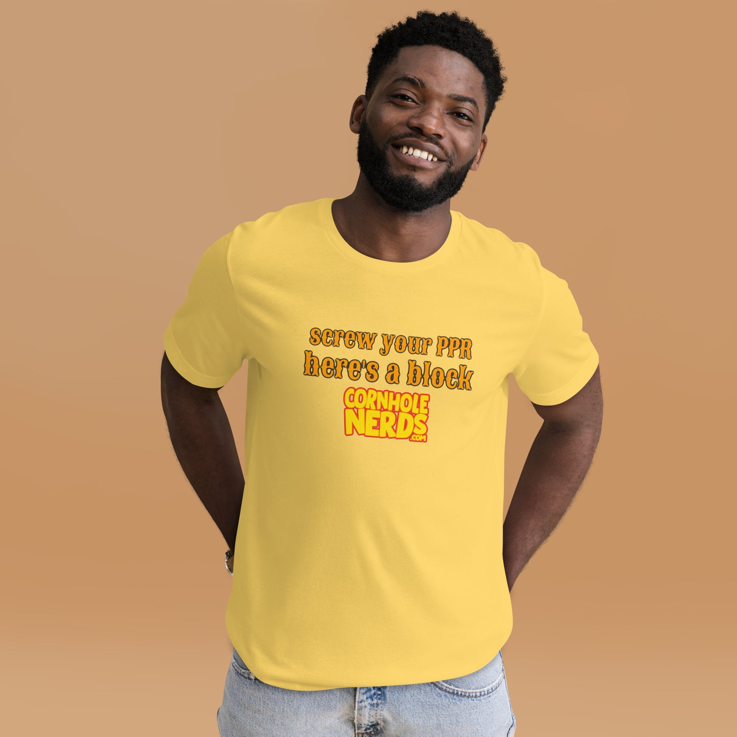 Here's a block Cornhole Nerds Unisex t-shirt