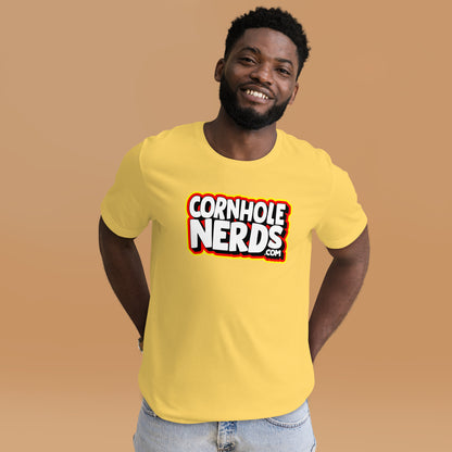 Cornhole Nerds white/yellow/red logo Unisex t-shirt