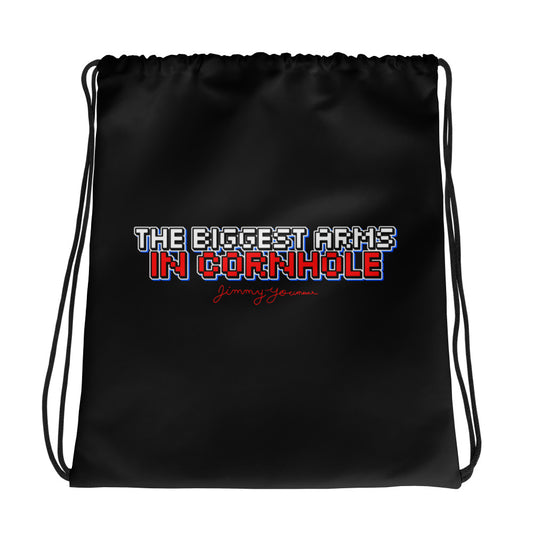 The Biggest Arms in Cornhole Drawstring bag