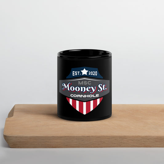 Mooney St. Cornhole Black Glossy Mug