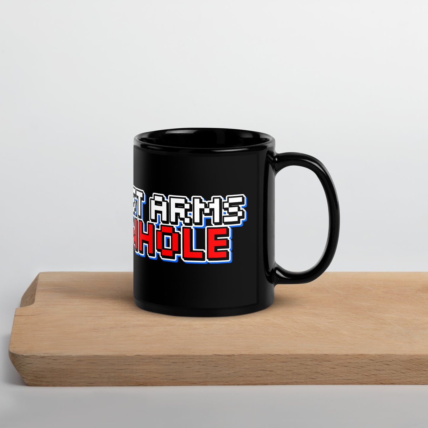 The Biggest Arms in Cornhole Black Glossy Mug