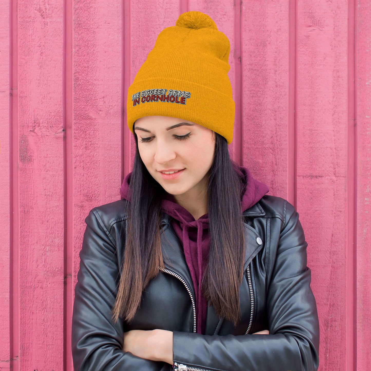 The Biggest Arms in Cornhole Pom-Pom Beanie