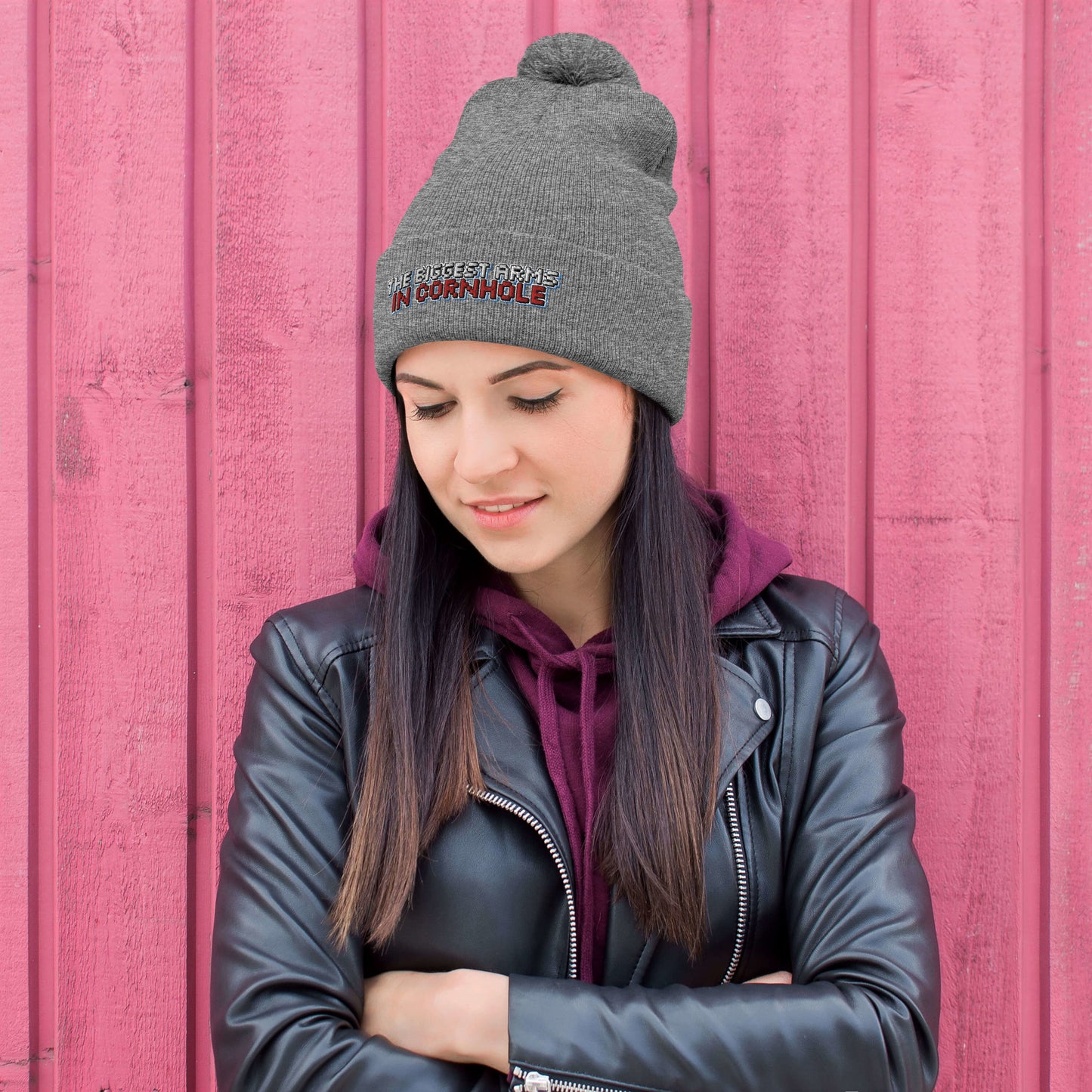 The Biggest Arms in Cornhole Pom-Pom Beanie