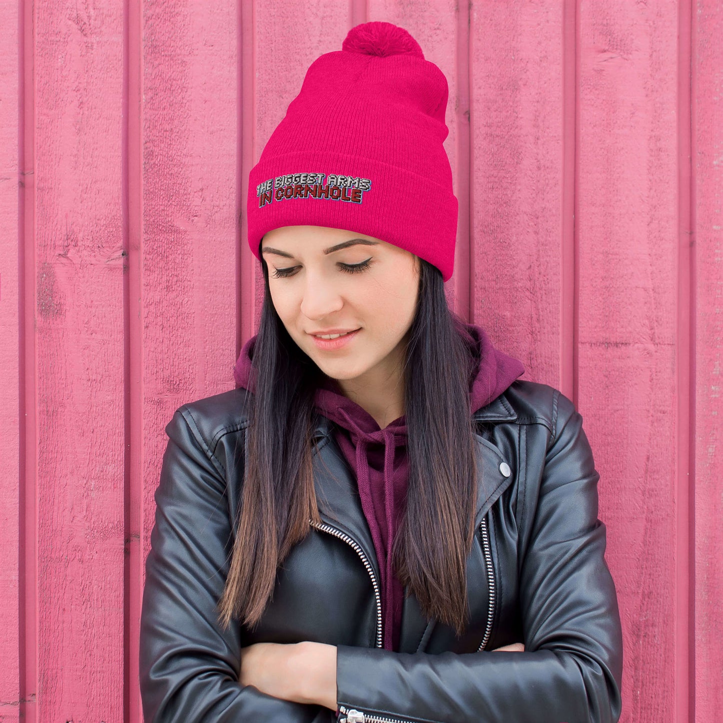 The Biggest Arms in Cornhole Pom-Pom Beanie