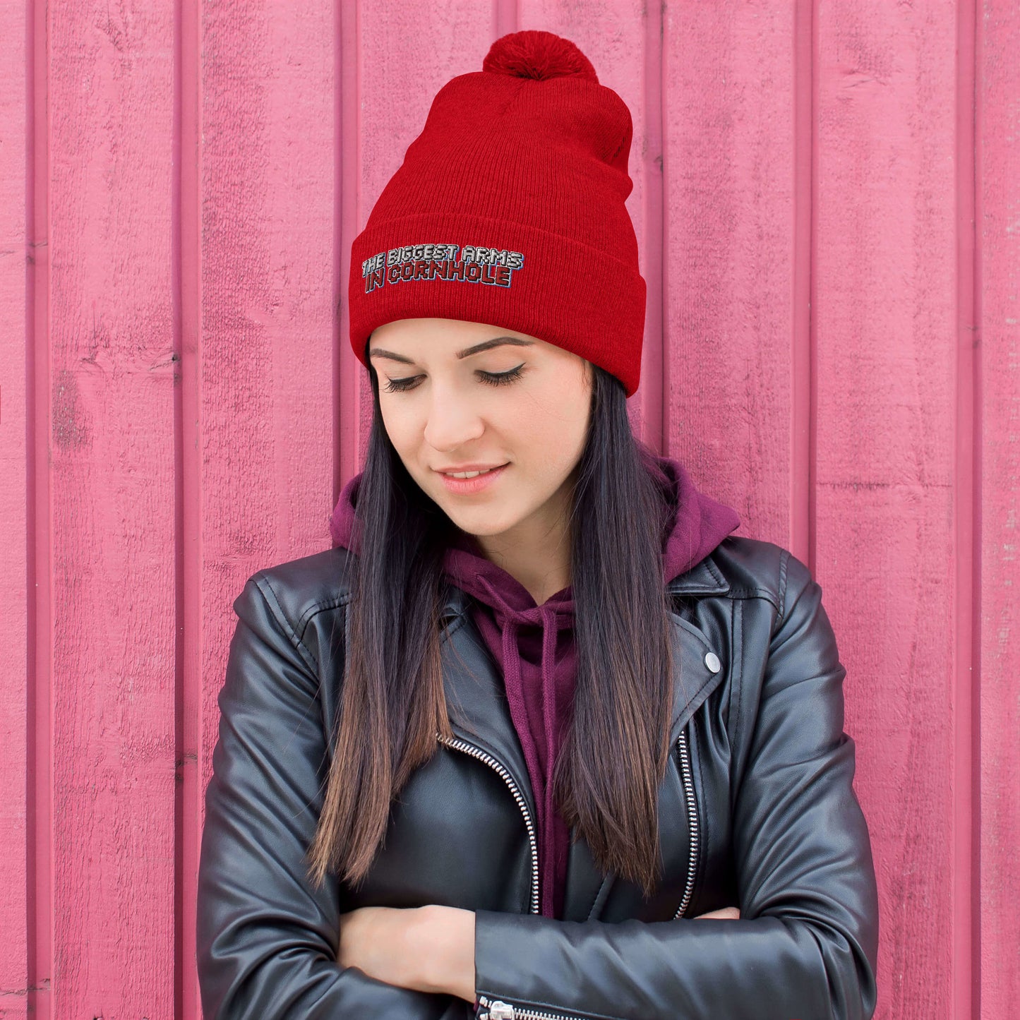 The Biggest Arms in Cornhole Pom-Pom Beanie