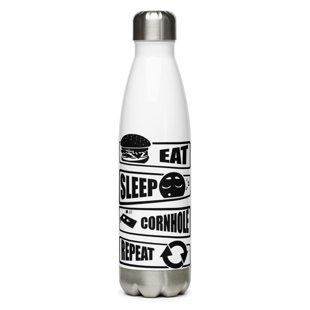 BCB Eat Sleep Cornhole Repeat Stainless Steel Water Bottle