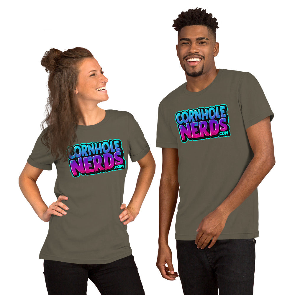 Cornhole Nerds Unisex t-shirt bluish/purplish logo