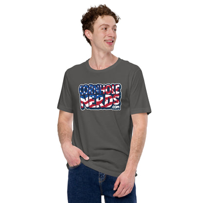 Cornhole Nerds Unisex t-shirt American flag logo