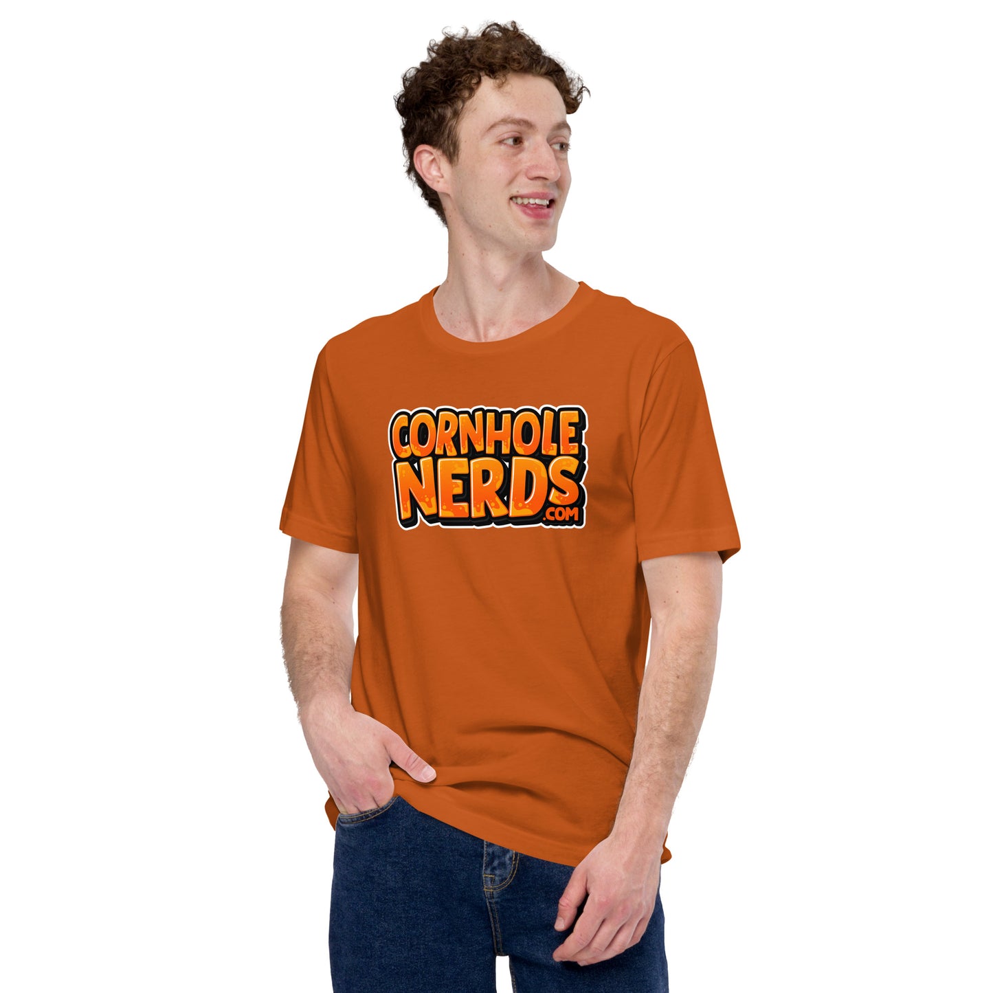 Cornhole Nerds orange logo Unisex t-shirt