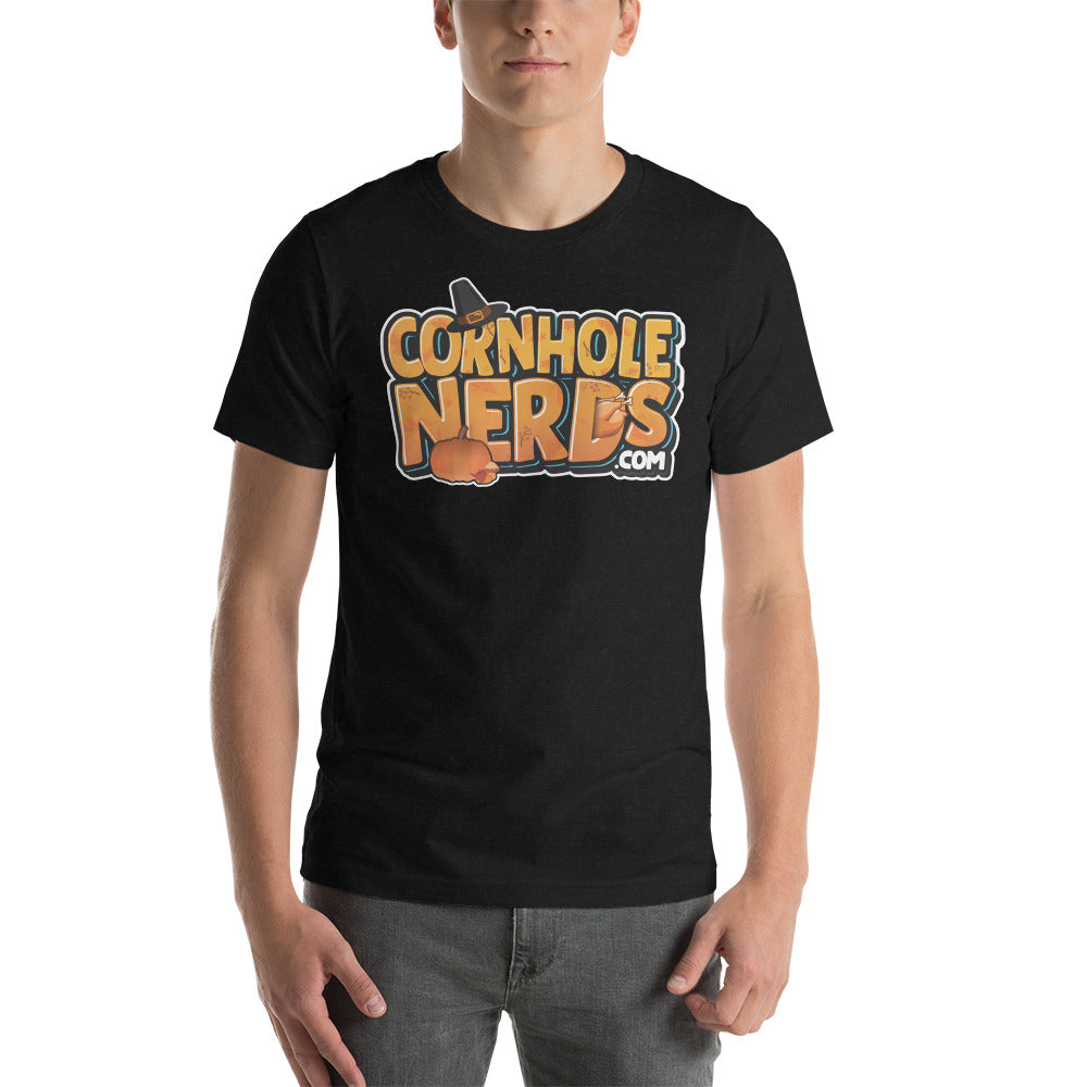 Cornhole Nerds Autumn Skies and Pumpkin Pies Unisex t-shirt