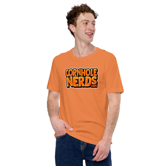 Cornhole Nerds orange logo Unisex t-shirt