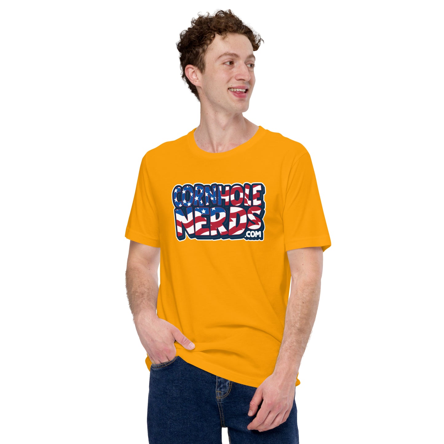 Cornhole Nerds Unisex t-shirt American flag logo