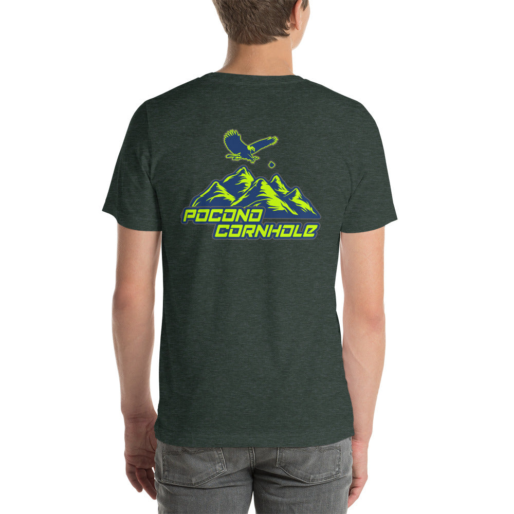 Pocono Cornhole front and back logo Unisex T-Shirt