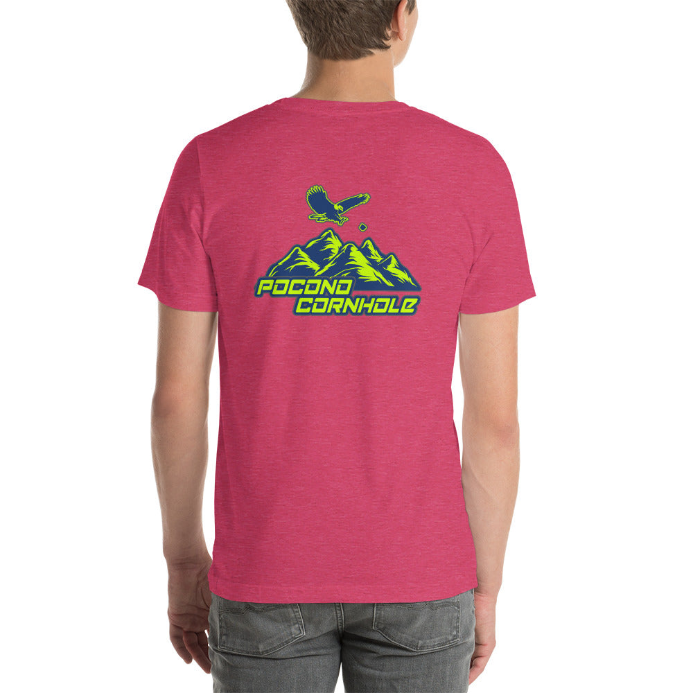 Pocono Cornhole front and back logo Unisex T-Shirt