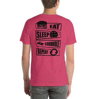 BCB eat sleep cornhole repeatUnisex t-shirt