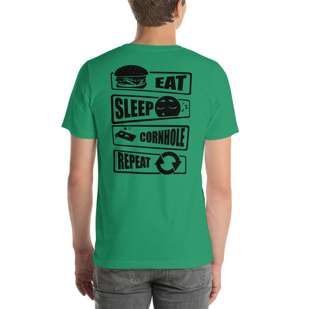 BCB eat sleep cornhole repeatUnisex t-shirt