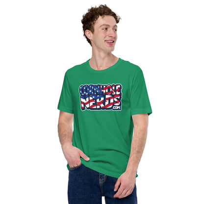 Cornhole Nerds Unisex t-shirt American flag logo