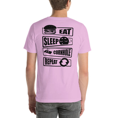 BCB eat sleep cornhole repeatUnisex t-shirt