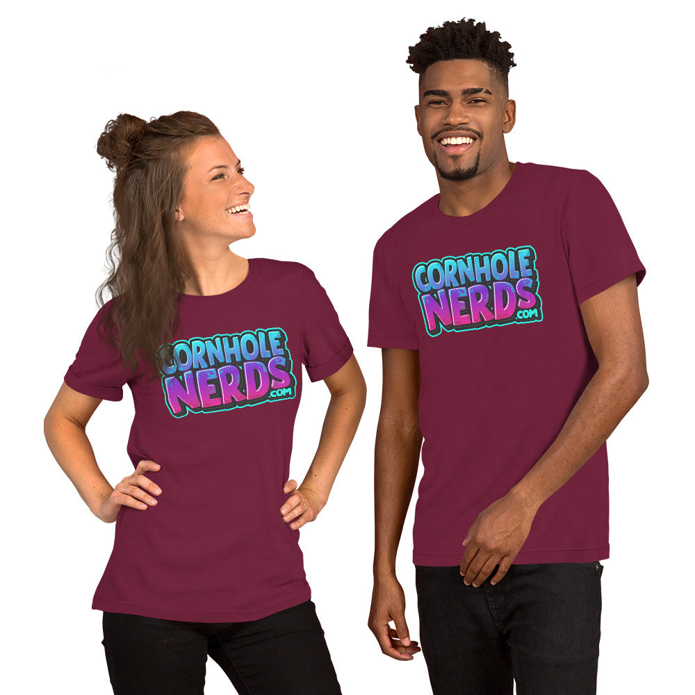 Cornhole Nerds Unisex t-shirt bluish/purplish logo