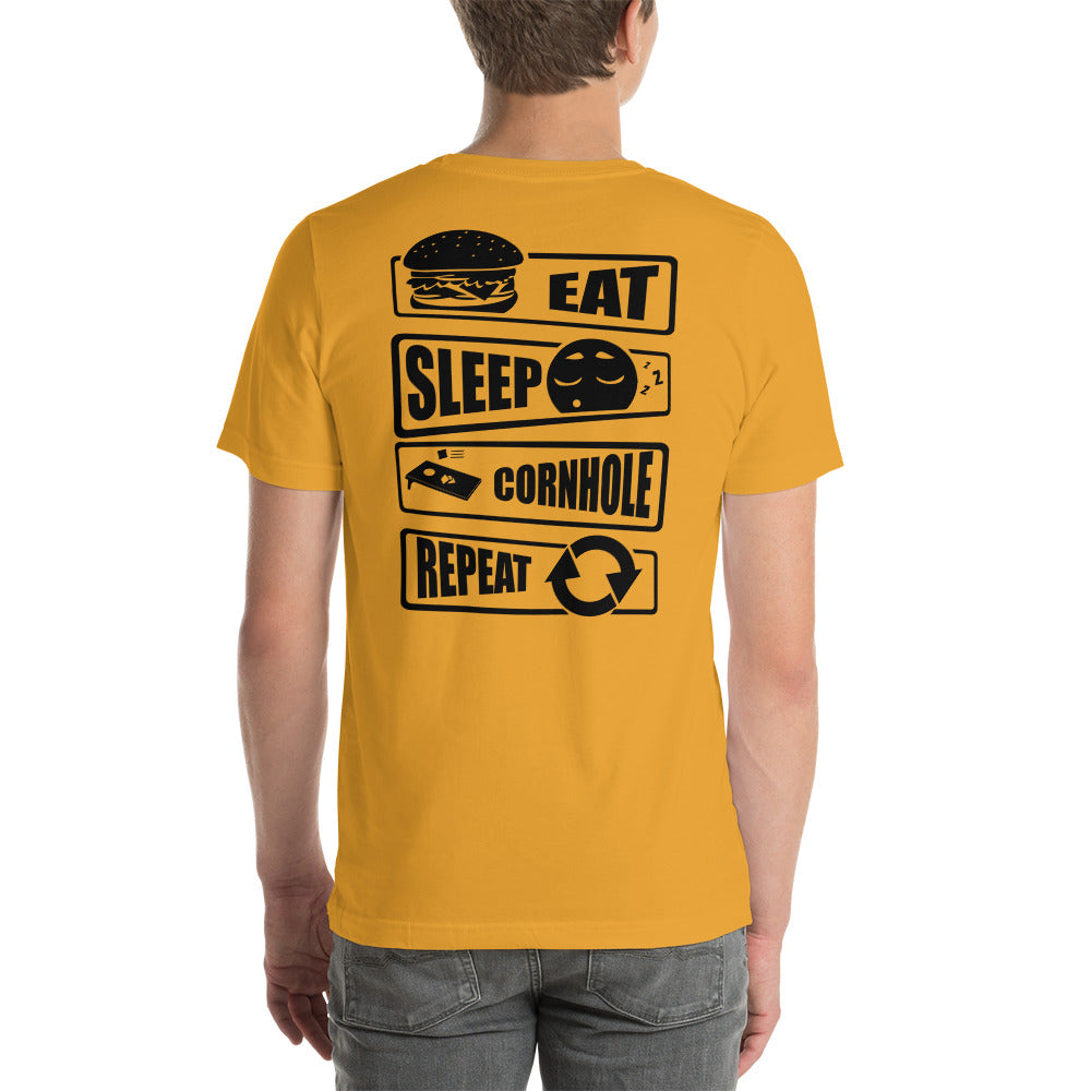 BCB eat sleep cornhole repeatUnisex t-shirt