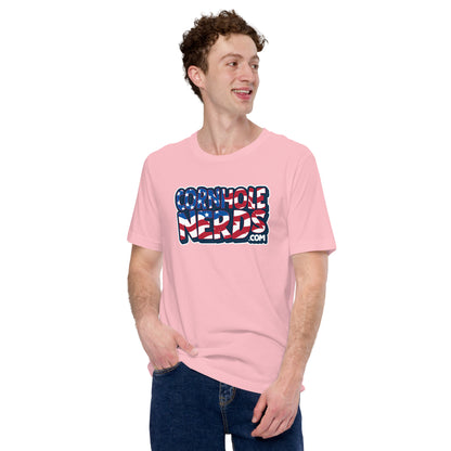 Cornhole Nerds Unisex t-shirt American flag logo