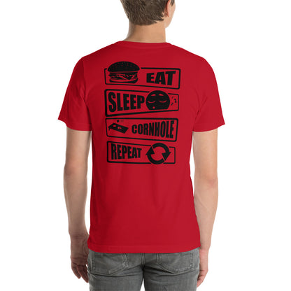 BCB eat sleep cornhole repeatUnisex t-shirt