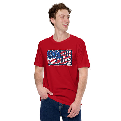 Cornhole Nerds Unisex t-shirt American flag logo