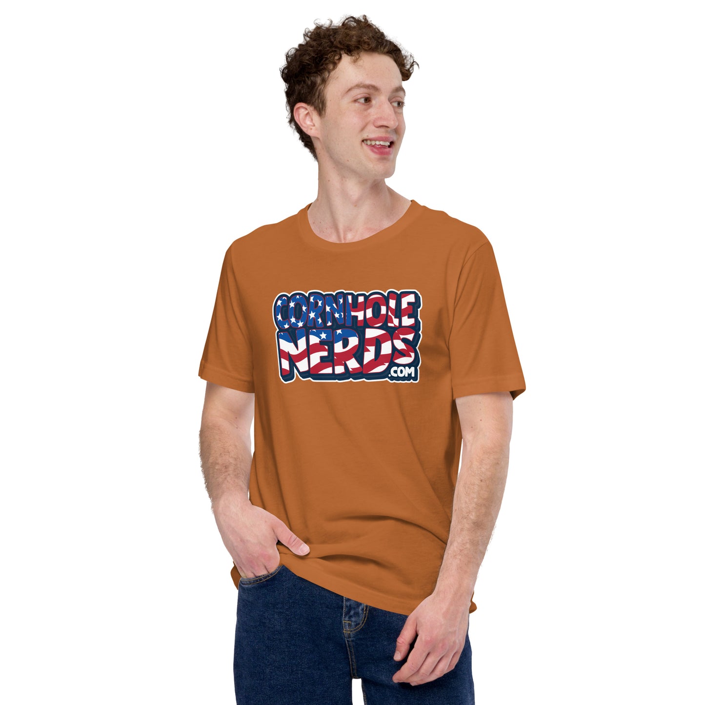 Cornhole Nerds Unisex t-shirt American flag logo