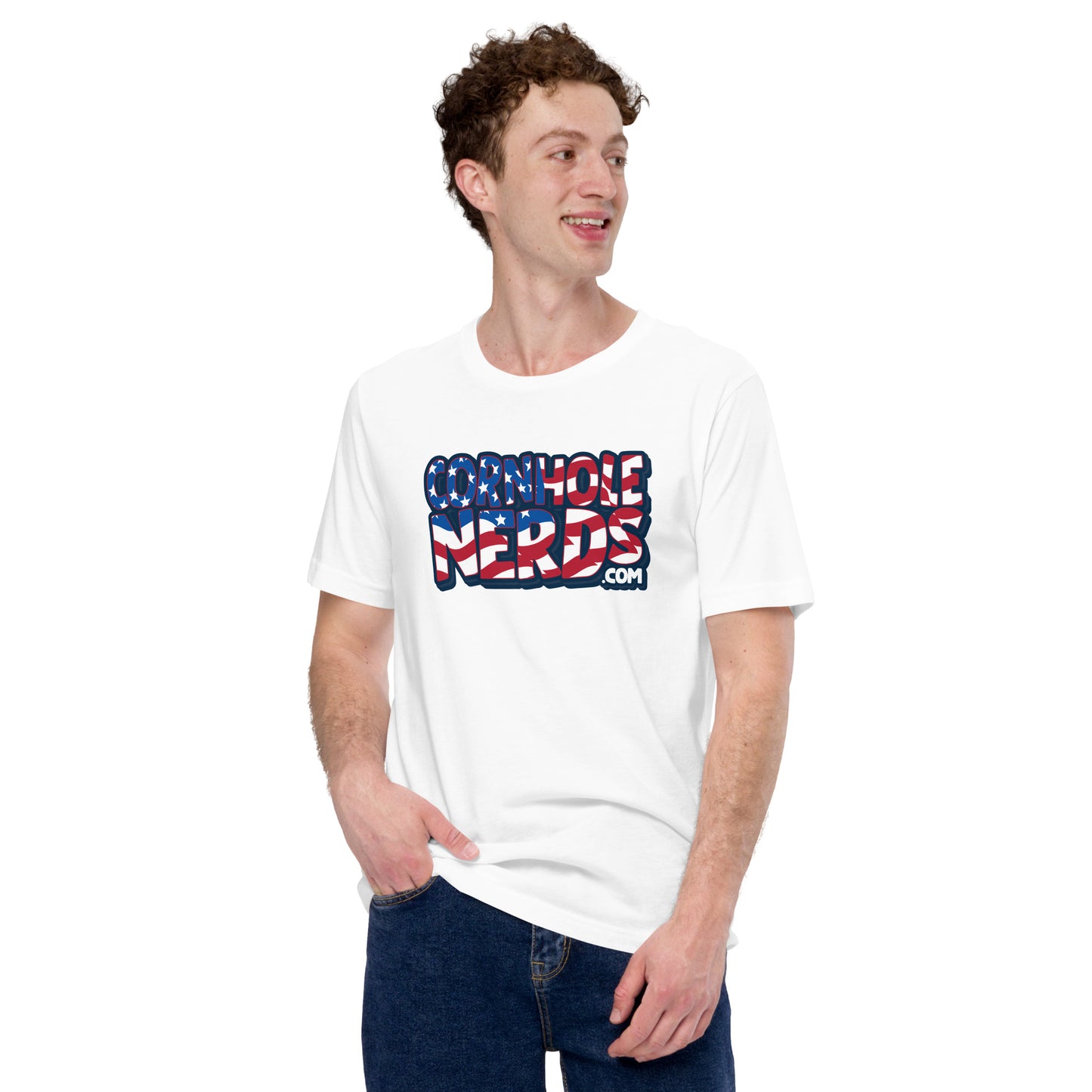 Cornhole Nerds Unisex t-shirt American flag logo