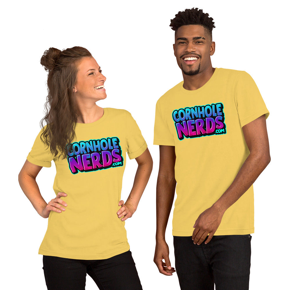 Cornhole Nerds Unisex t-shirt bluish/purplish logo