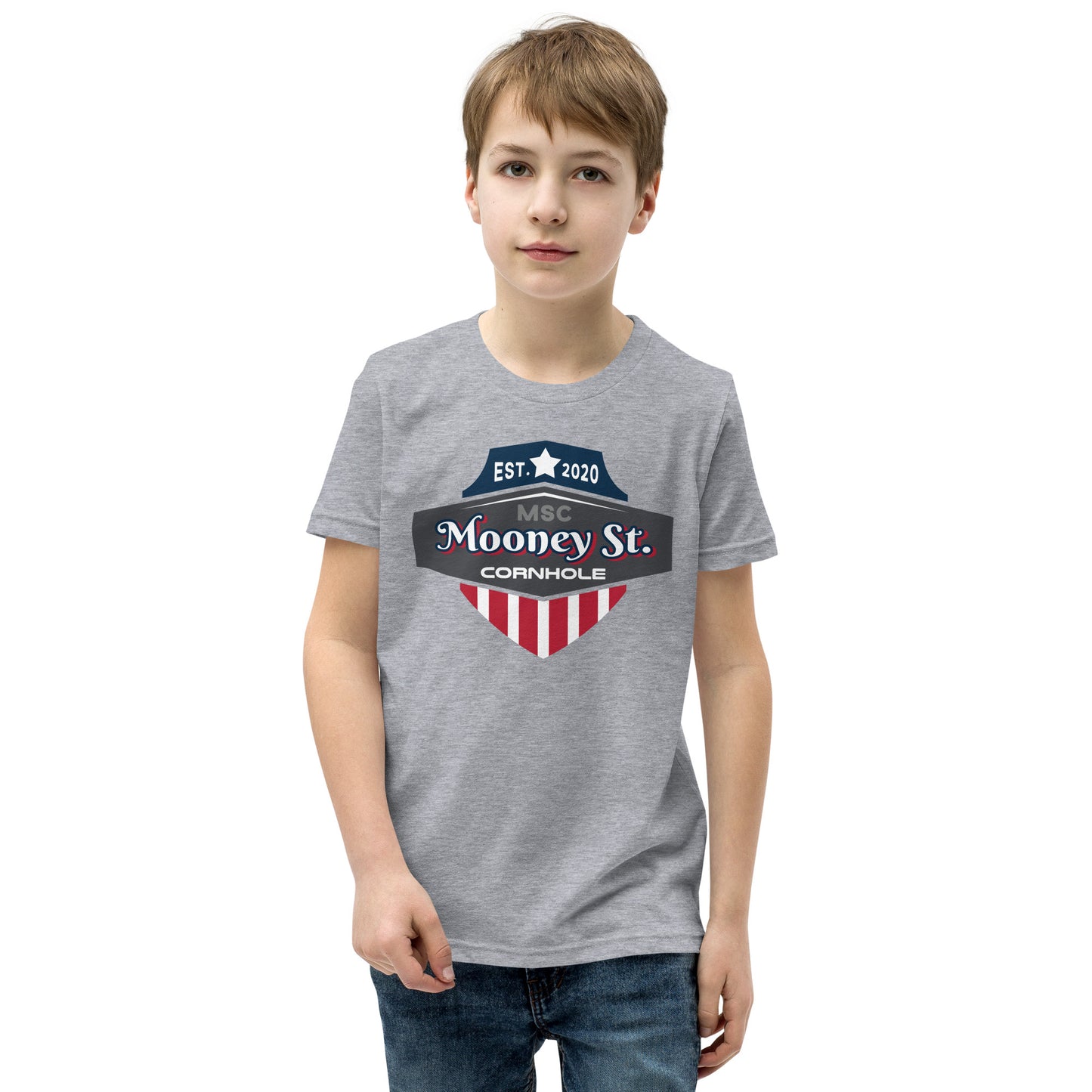 Mooney St. Cornhole Youth Short Sleeve T-Shirt