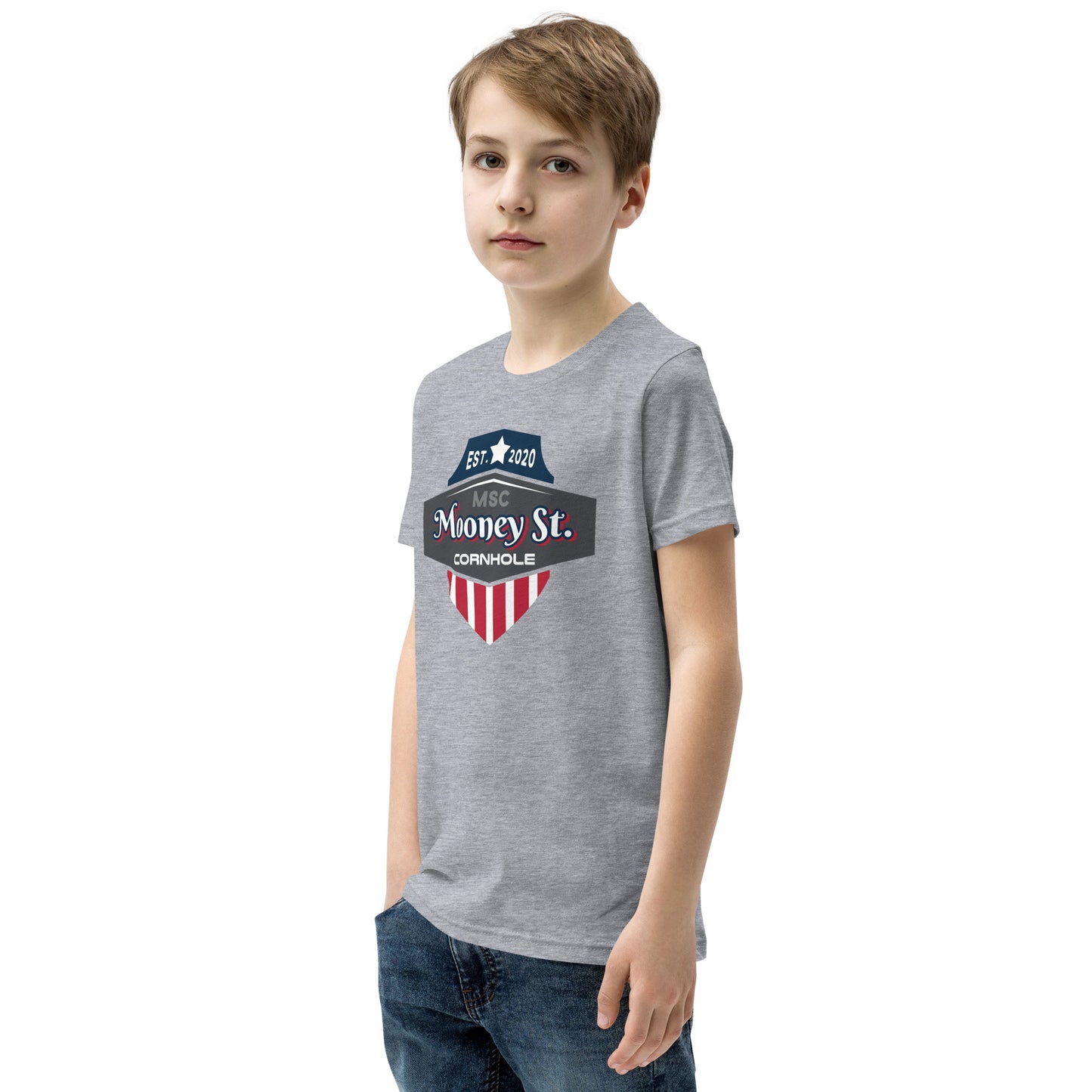 Mooney St. Cornhole Youth Short Sleeve T-Shirt