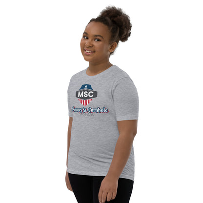 Mooney St. Cornhole Youth Short Sleeve T-Shirt