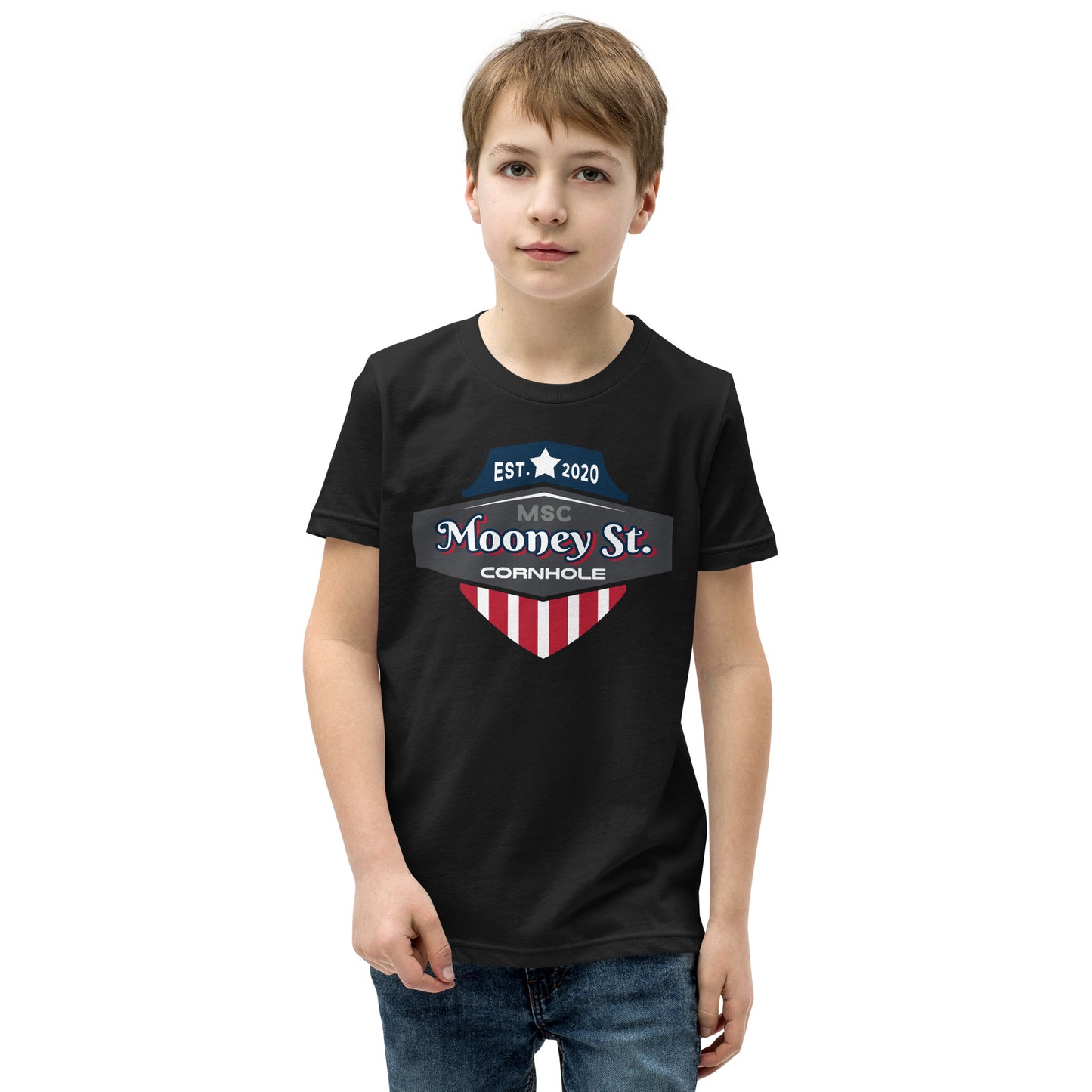 Mooney St. Cornhole Youth Short Sleeve T-Shirt