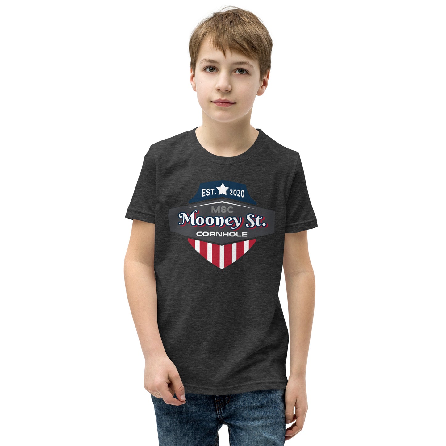 Mooney St. Cornhole Youth Short Sleeve T-Shirt