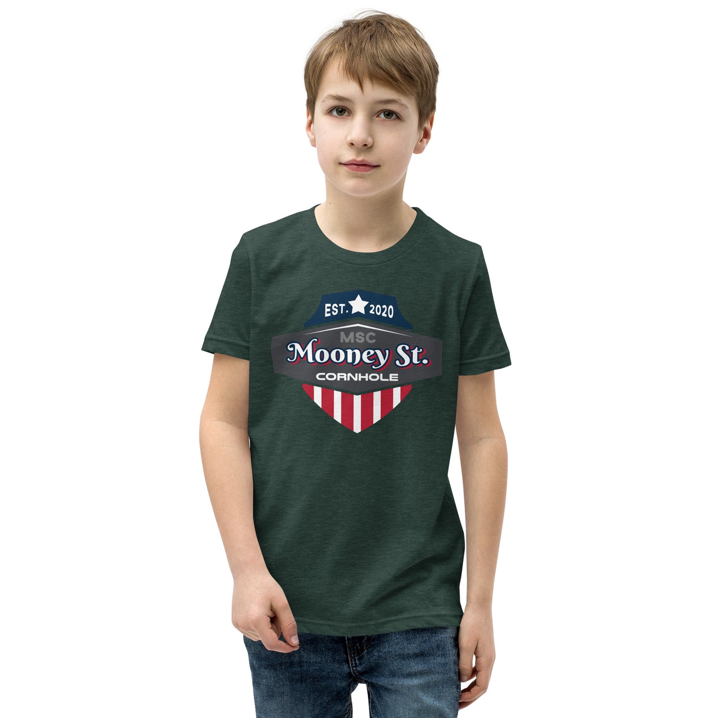 Mooney St. Cornhole Youth Short Sleeve T-Shirt