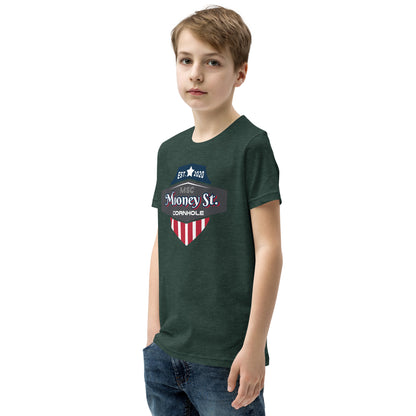 Mooney St. Cornhole Youth Short Sleeve T-Shirt