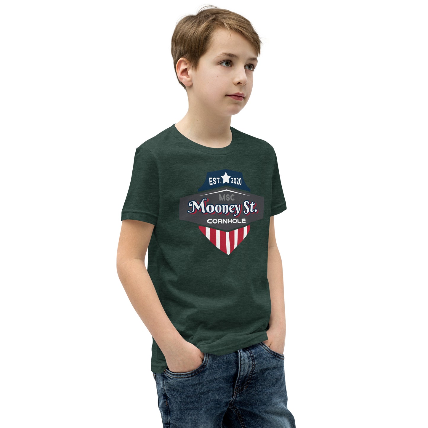 Mooney St. Cornhole Youth Short Sleeve T-Shirt