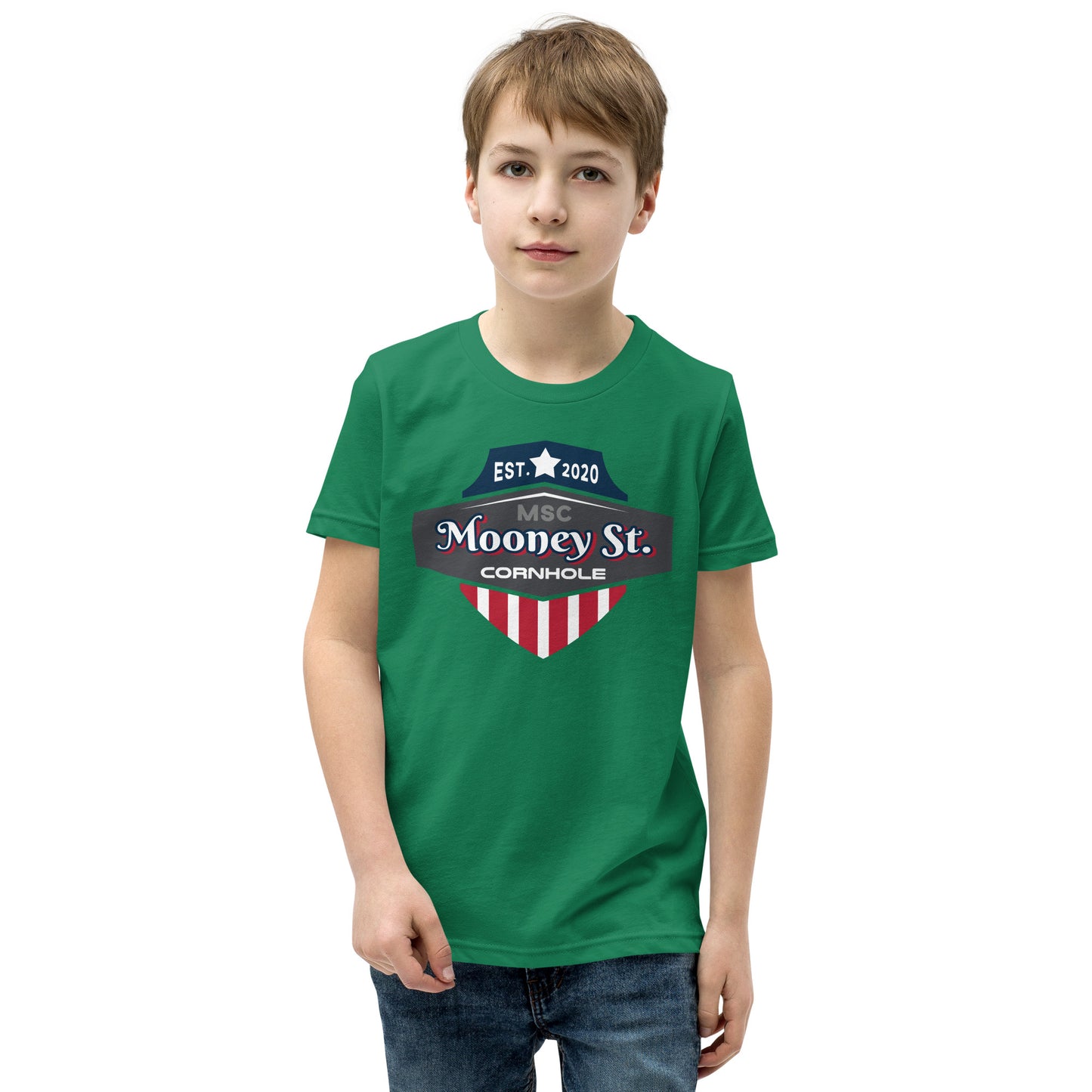 Mooney St. Cornhole Youth Short Sleeve T-Shirt